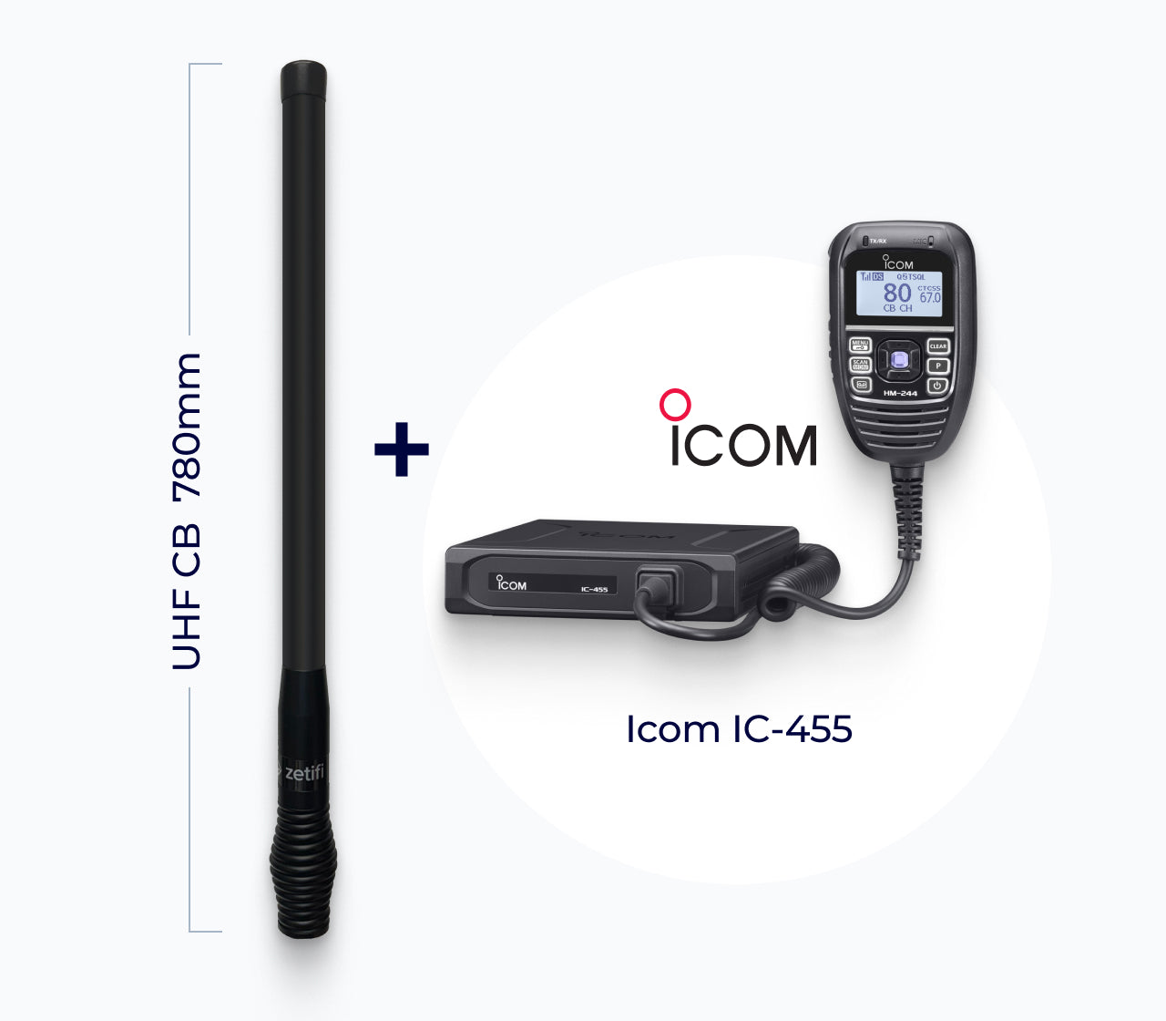 780mm UHF CB Smart Antenna Pack with Icom IC-455
