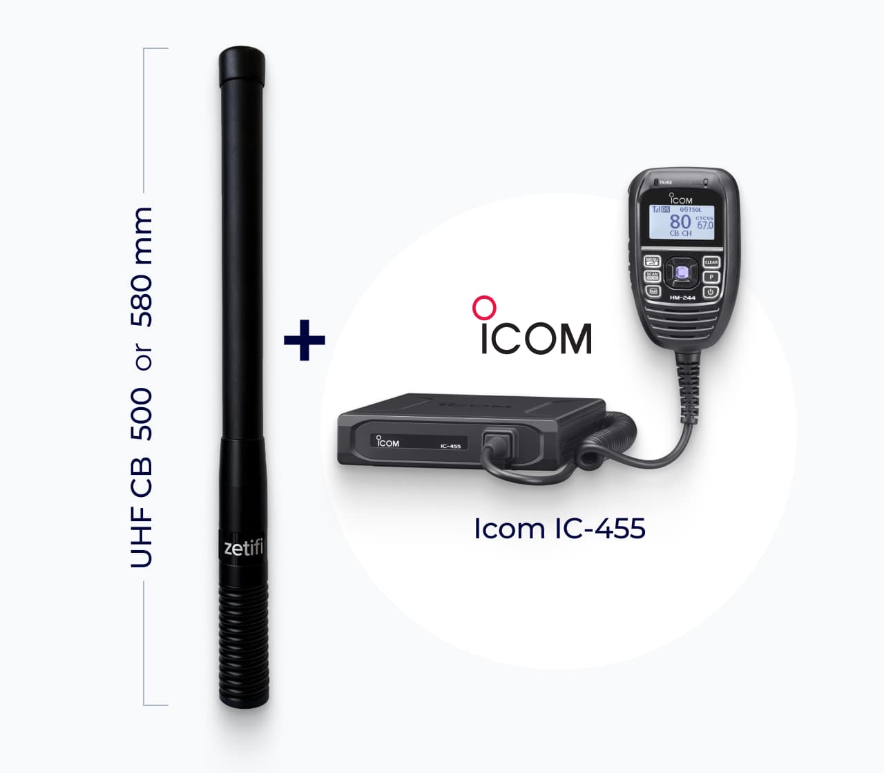 500/580mm UHF CB Smart Antenna Pack with Icom IC-455