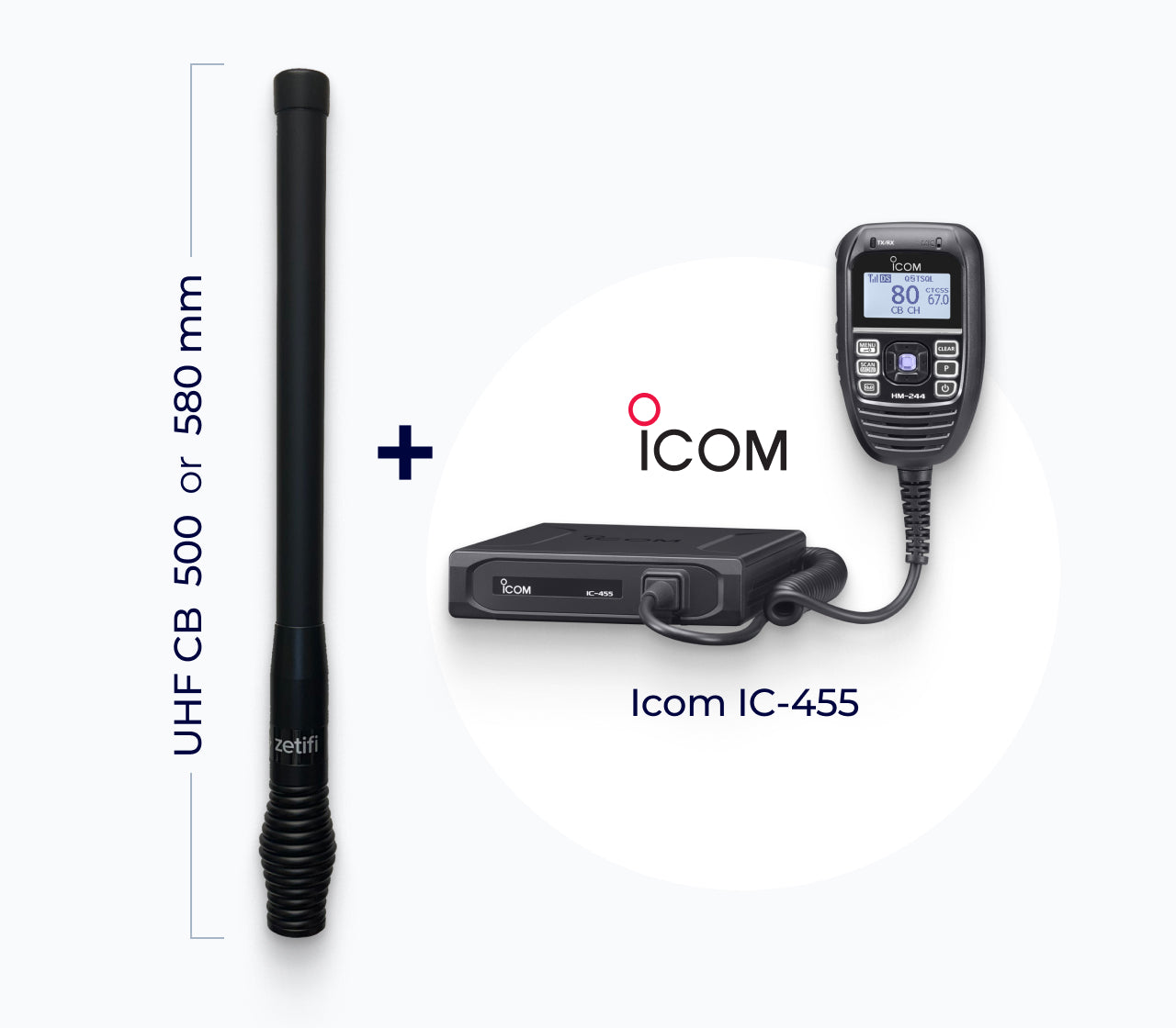 500/580mm UHF CB Smart Antenna Pack with Icom IC-455
